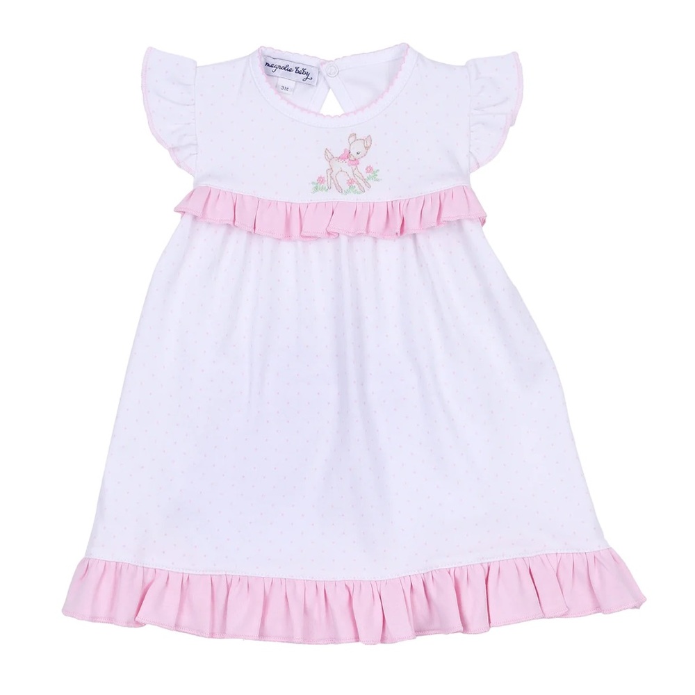 Magnolia Baby Vintage Fawn Infant Ruffle Flutters Dress Set